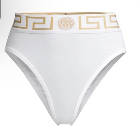 Versace Greca High-Rise Briefs White Women’s EU 3/US Medium $75 - Picture 1 of 5